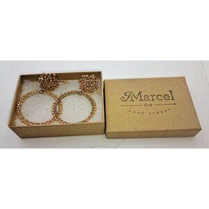 Marcel Women's Earrings Round Sparkly Peach Gold tone Costume Jewelry Nwot